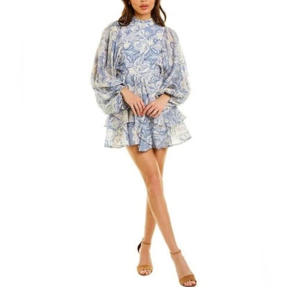Fate Dresses & Skirts - Fate Paisley Mini Dress in Light Blue and Cream S